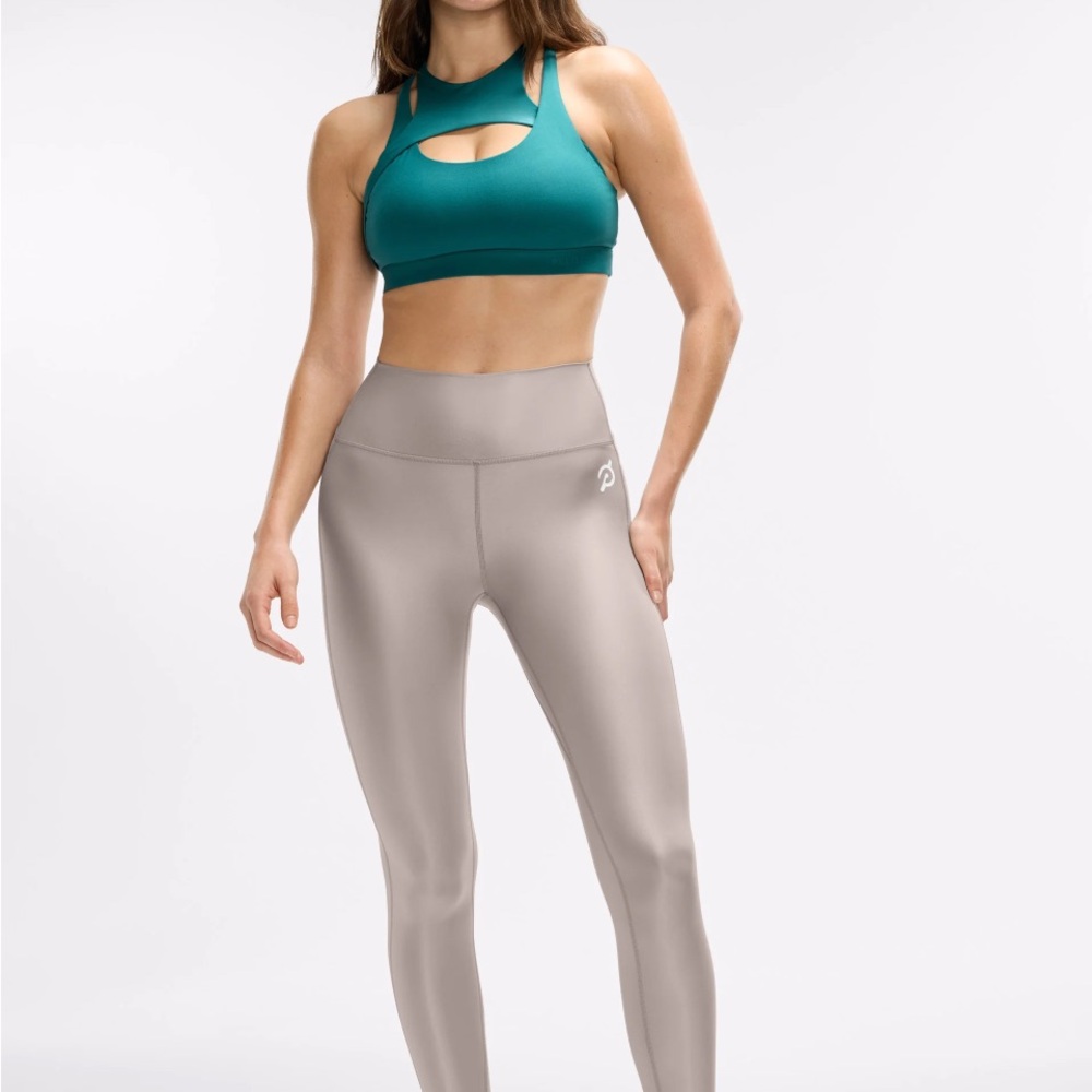 PELETON High Rise Elevate Cadence Full Leggings in Glaze Shimmer Taupe Size XL
